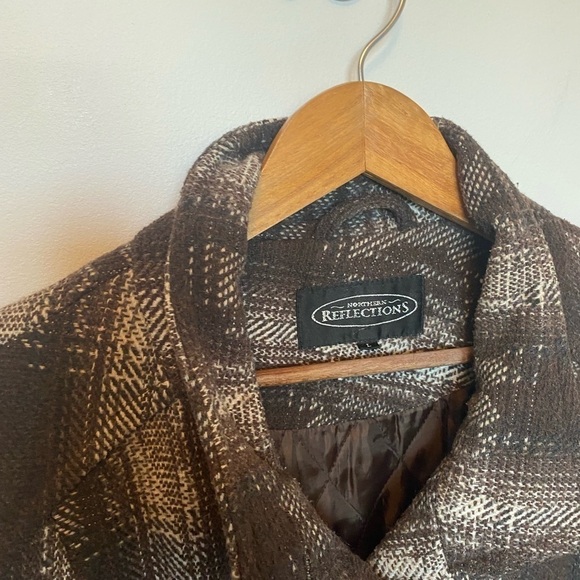 NORTHERN Reflections Jacket Wool Tweed Coat Brown Neutral Warm Button Up Large - Picture 11 of 15